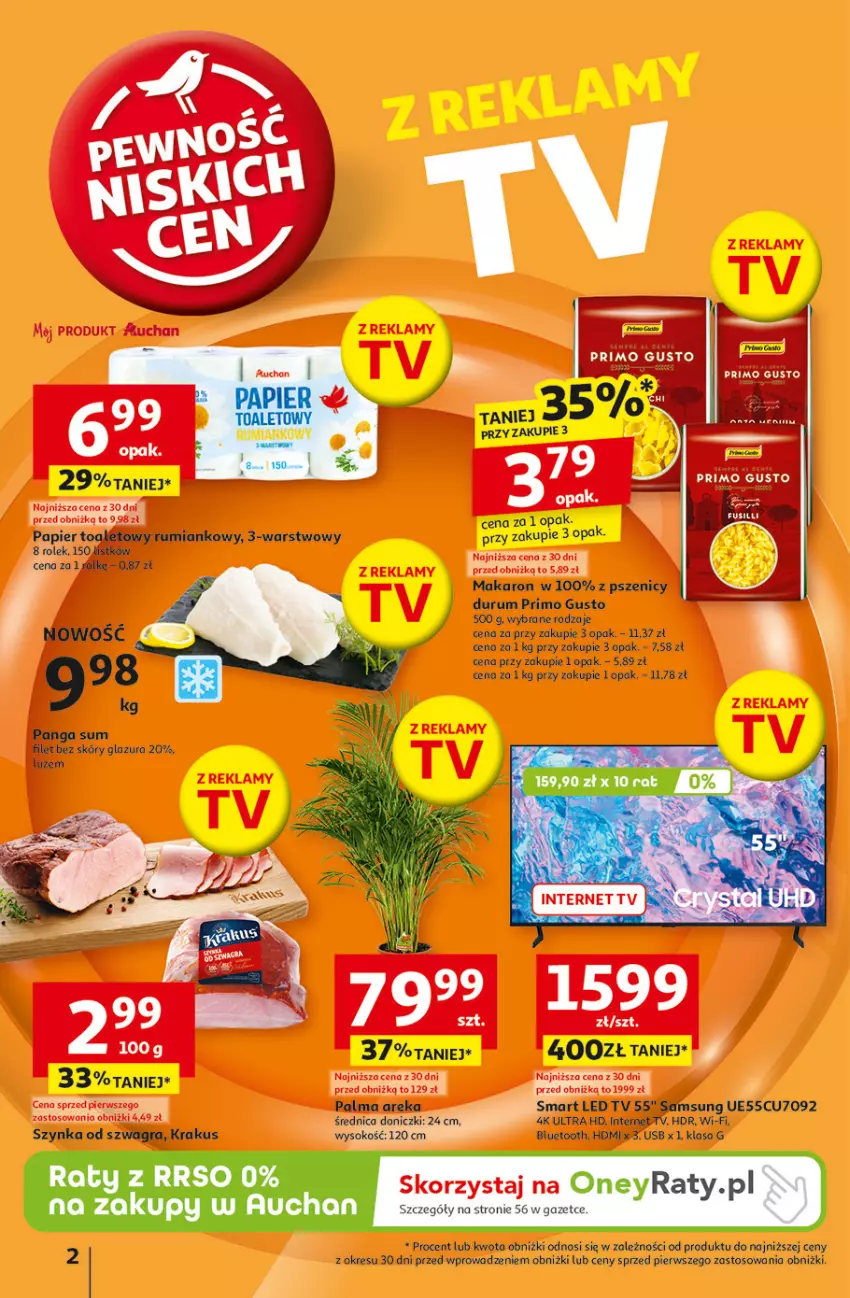 Gazetka promocyjna Auchan - Pewność Niskich Cen Hipermarket - ważna 30.01 do 05.02.2025 - strona 2 - produkty: Glazura, Lazur, LED TV, Makaron, Panga, Rum, Samsung