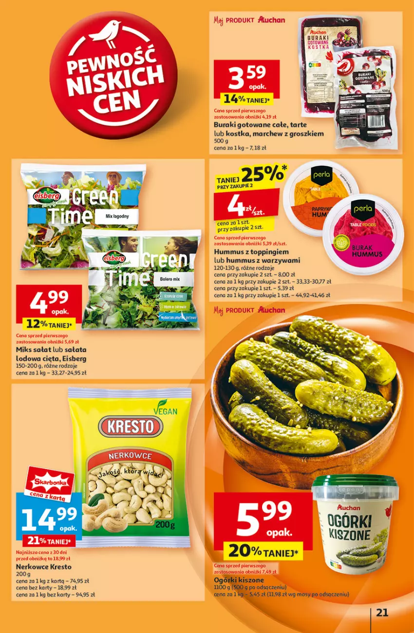 Gazetka promocyjna Auchan - Pewność Niskich Cen Hipermarket - ważna 30.01 do 05.02.2025 - strona 23 - produkty: Buraki, Hummus, Mus, Sałat, Sałata lodowa, Top, Warzywa