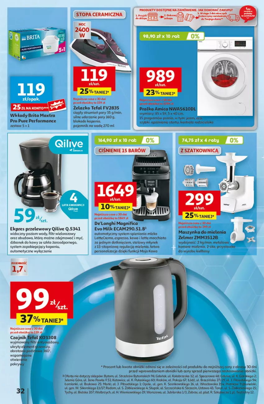 Gazetka promocyjna Auchan - Pewność Niskich Cen Hipermarket - ważna 30.01 do 05.02.2025 - strona 38 - produkty: Acer, Amica, Bielska, Brit, Brita, Brita Maxtra, Chia, Czajnik, Dzbanek, Fa, Gra, Kawa, Maszynka, Maszynka do mielenia, Młynek, Pojemnik, Por, Pralka, Pur, Rum, Sos, Szynka, Tefal, Top, Zelmer