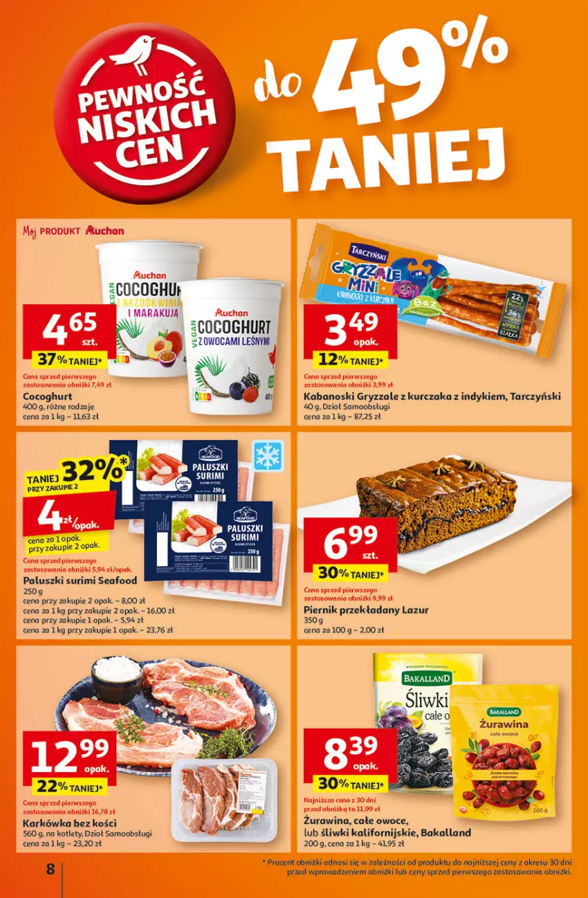 Gazetka promocyjna Auchan - Pewność Niskich Cen Hipermarket - ważna 30.01 do 05.02.2025 - strona 8 - produkty: Bakalland, Gry, Kabanos, Kotlet, Kurczak, Lazur, Owoce, Piernik, Surimi, Tarczyński