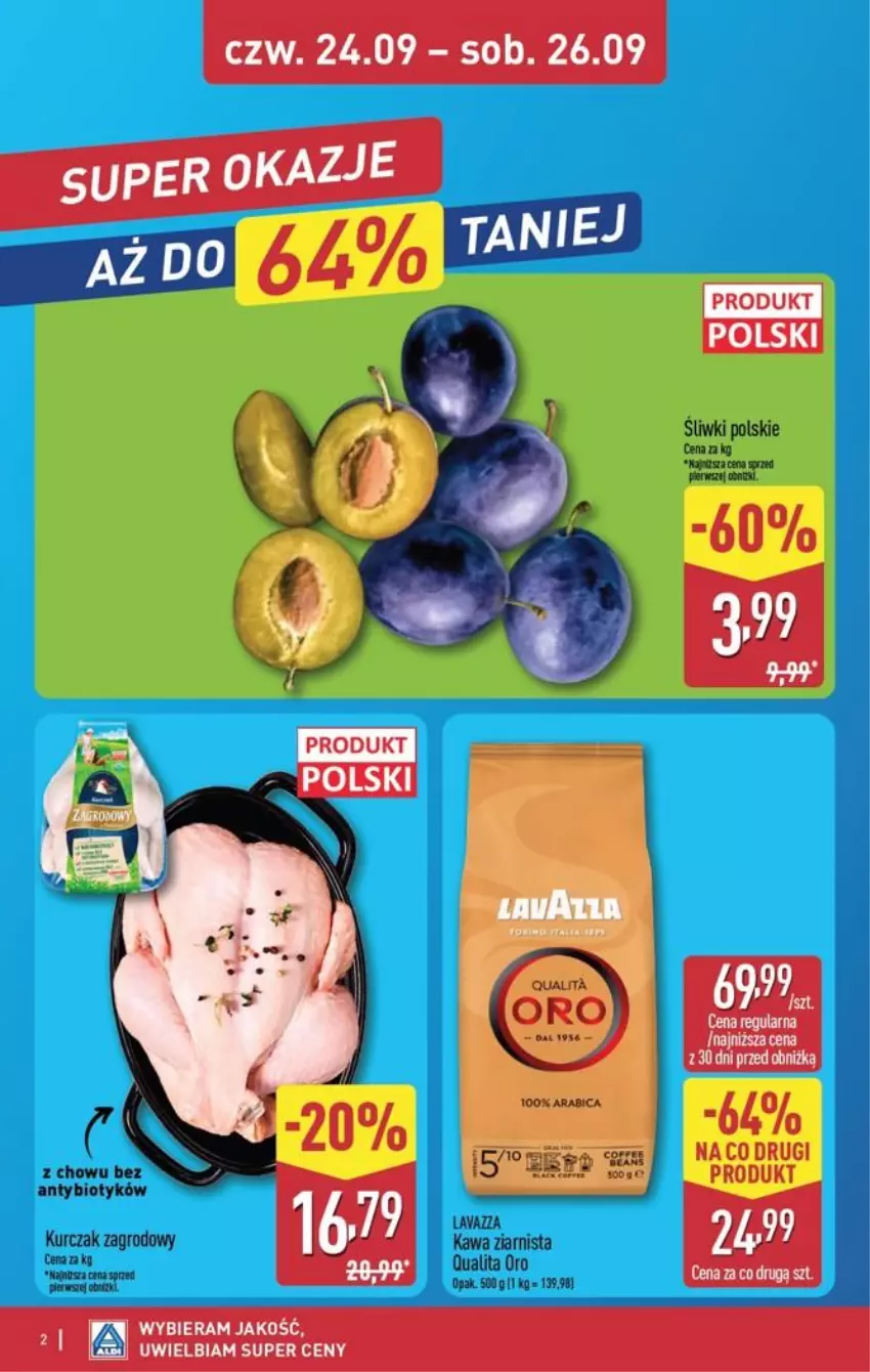 Gazetka promocyjna Aldi - Oferta Weekendowa - ważna 24.09 do 26.09.2026 - strona 2 - produkty: Kawa, Kawa ziarnista, Kurczak, Lavazza