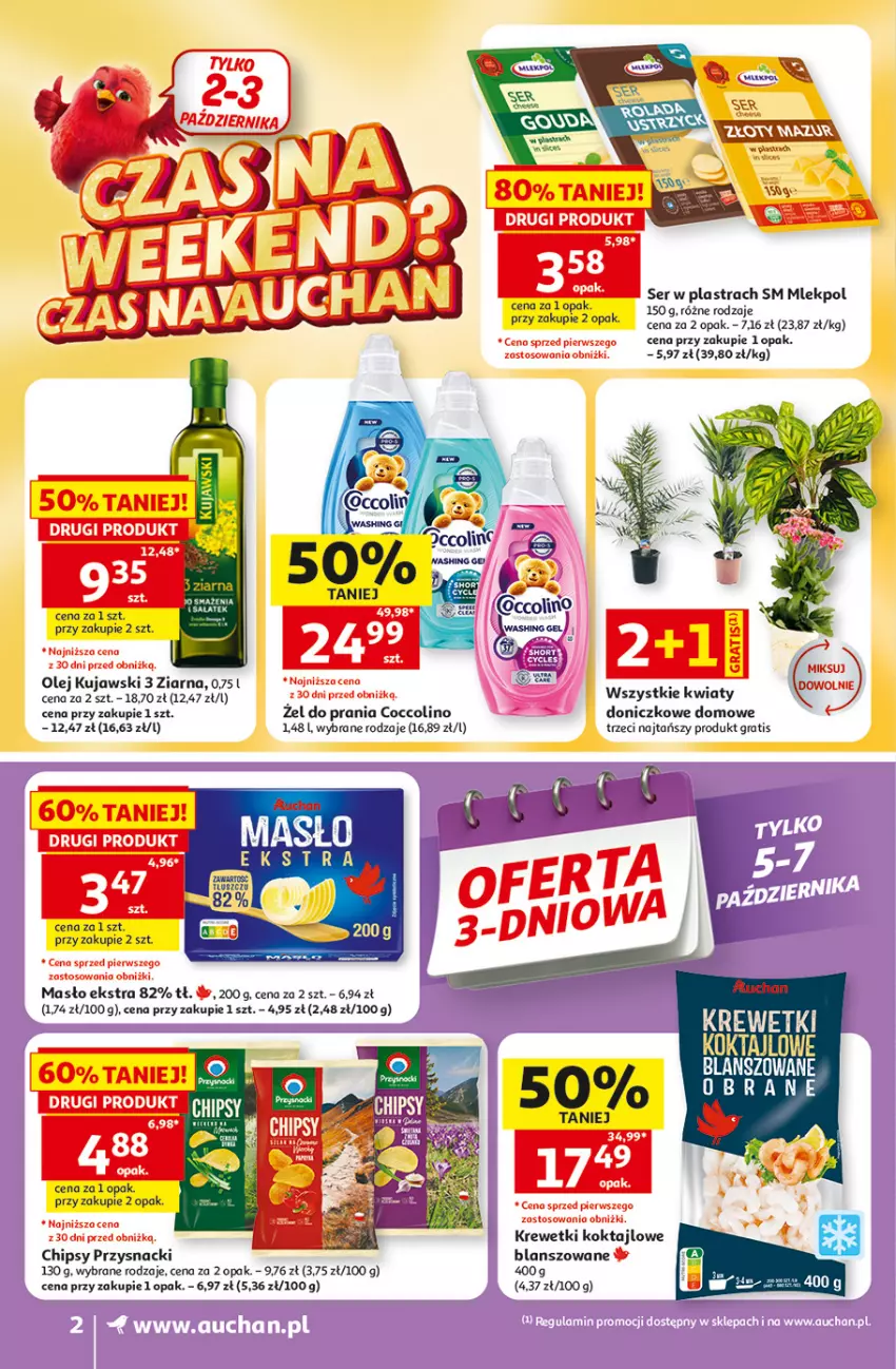 Gazetka promocyjna Auchan - 30 Lat Supermarket - ważna 01.10 do 07.10.2026 - strona 2 - produkty: Chipsy, Coccolino, Fa, Gra, Krewetki, Kujawski, Masło, Olej, Przysnacki, Ser