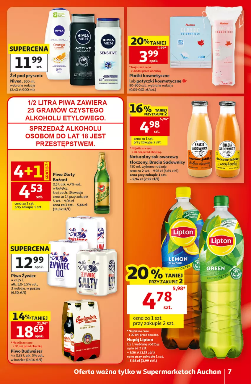 Gazetka promocyjna Auchan - 30 Lat Supermarket - ważna 01.10 do 07.10.2026 - strona 7 - produkty: Gra, Kask, Lipton, Napój, Nivea, Patyczki kosmetyczne, Piwa, Piwo, Płatki kosmetyczne, Ser, Sok