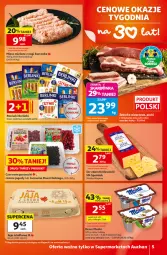 Gazetka promocyjna Auchan - 30 Lat Supermarket - Gazetka - ważna od 07.10 do 07.10.2026 - strona 5 - produkty: Kurczak, Mięso mielone, Ser, Por, Gra, Jaja, Parówki, Jagody, Edam, Deser, Berlinki, Mięso, Monte, Fa