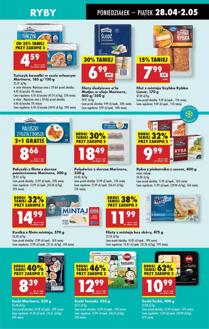 Gazetka promocyjna Biedronka - Od Poniedziałku - ważna 28.04 do 03.05.2025 - strona 43 - produkty: Dorsz, Filet z mintaja, Kawa, Lisner, Matjas, Mintaj, Olej, Piekarnik, Ryba, Ryba z piekarnika, Sos, Tuńczyk
