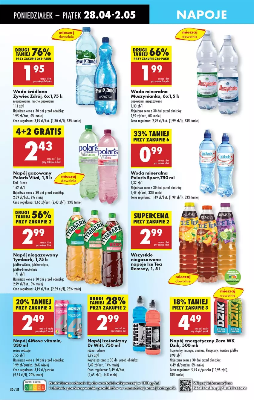 Gazetka promocyjna Biedronka - Od Poniedziałku - ważna 28.04 do 03.05.2025 - strona 60 - produkty: Ananas, Gra, LANA, Mango, Mięta, Mus, Muszynianka, Napój, Napój gazowany, Napój izotoniczny, Napój niegazowany, Napoje, Por, Sport, Tymbark, Vita C, Woda, Woda mineralna