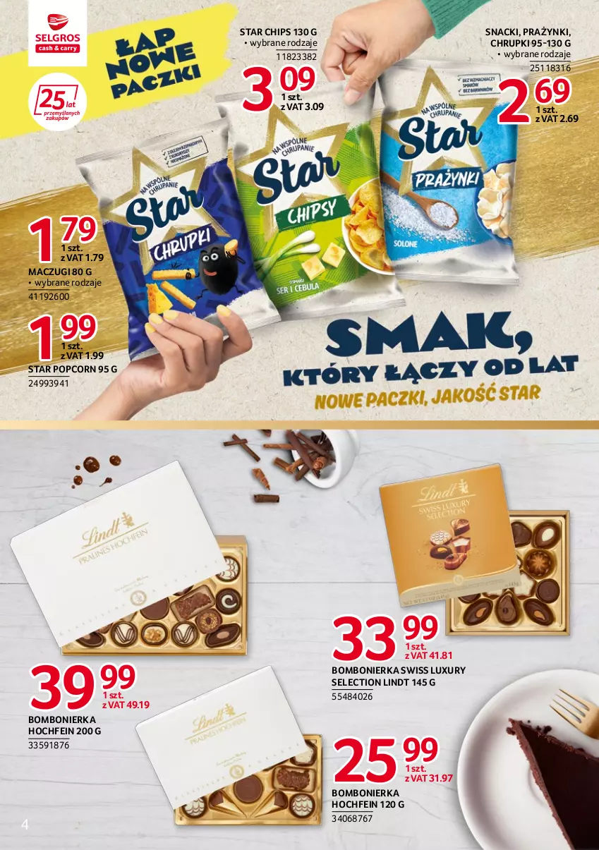 Gazetka promocyjna Selgros - Katalog Markowe Produkty - ważna 15.06 do 29.06.2022 - strona 4 - produkty: Chrupki, Lindt, Popcorn