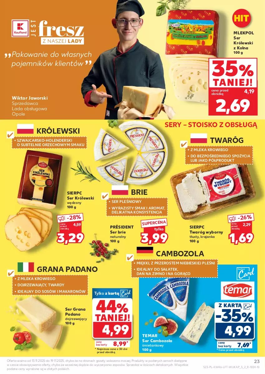 Gazetka promocyjna Kaufland - Gazetka tygodnia - ważna 13.11 do 19.11.2025 - strona 23 - produkty: Brie, Cars, Gra, Królewski, Makaron, Pojemnik, Président, Sałat, Ser, Ser pleśniowy, Sos, Twaróg