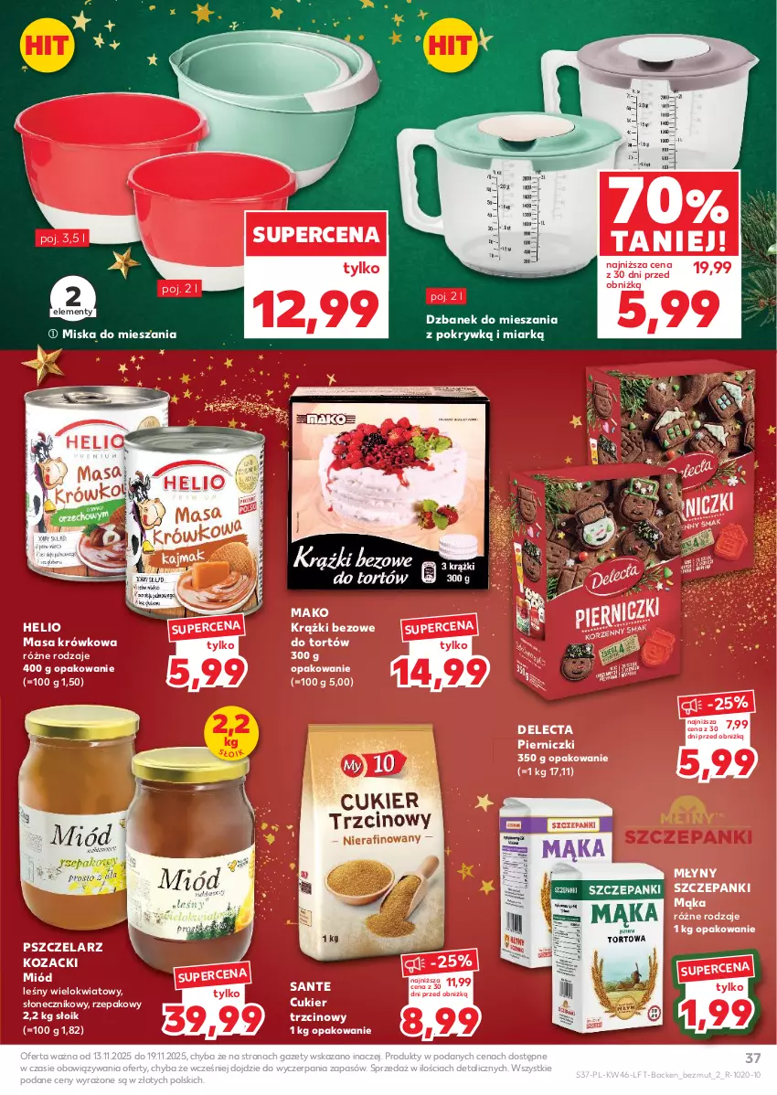 Gazetka promocyjna Kaufland - Gazetka tygodnia - ważna 13.11 do 19.11.2025 - strona 37 - produkty: Cukier, Cukier trzcinowy, Delecta, Dzbanek, Helio, Mąka, Masa krówkowa, Miód, Miód leśny, Miska, Sante