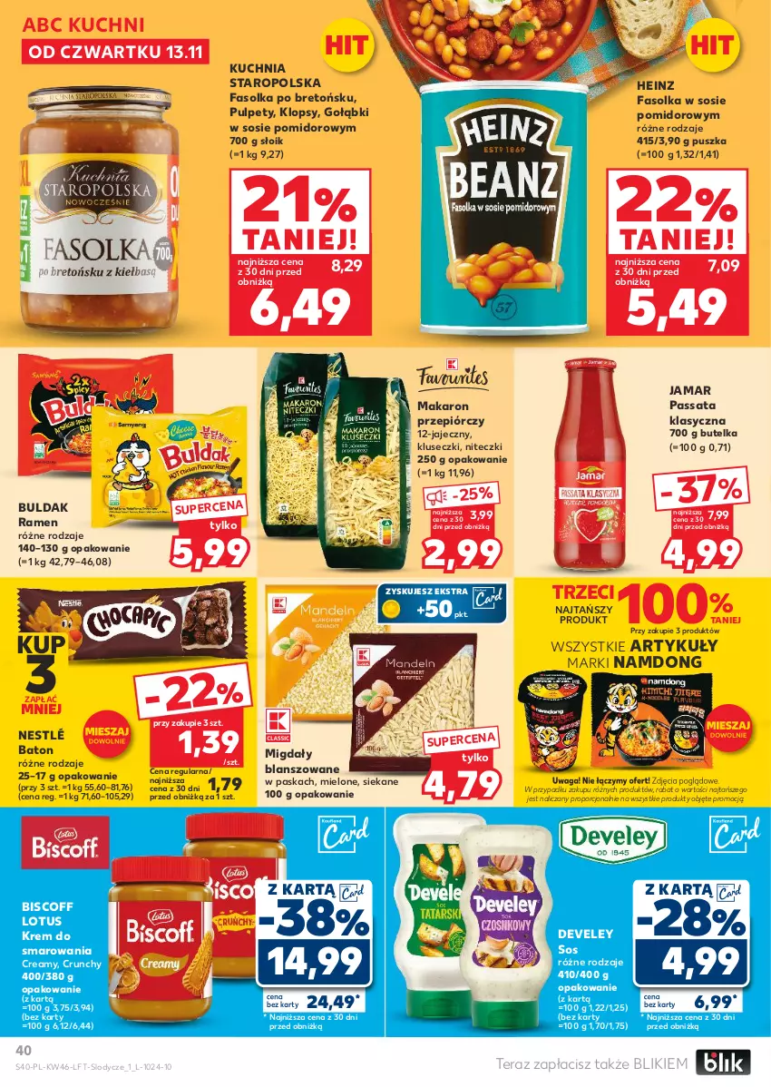 Gazetka promocyjna Kaufland - Gazetka tygodnia - ważna 13.11 do 19.11.2025 - strona 40 - produkty: Baton, Fa, Heinz, Kuchnia, Kuchnia Staropolska, Lody, Makaron, Migdały, Nestlé, Por, Pulpety, Sos, Tera, Waga