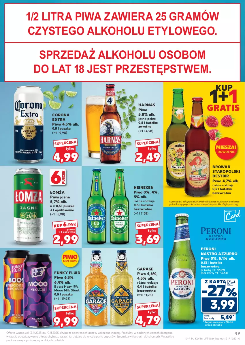 Gazetka promocyjna Kaufland - Gazetka tygodnia - ważna 13.11 do 19.11.2025 - strona 49 - produkty: Corona Extra, Gra, Harnaś, Heineken, Piwa, Piwo, Piwo jasne, Por