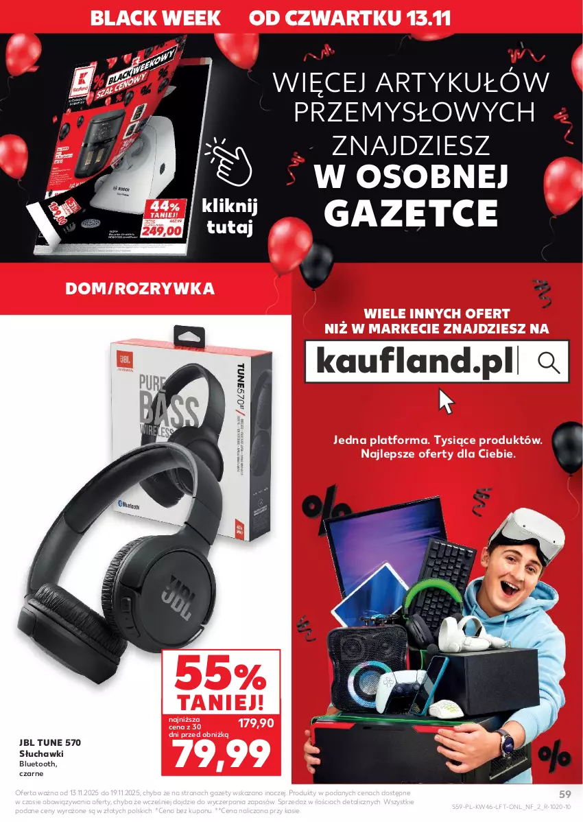 Gazetka promocyjna Kaufland - Gazetka tygodnia - ważna 13.11 do 19.11.2025 - strona 59 - produkty: JBL, Lack, Słuchawki, Słuchawki bluetooth