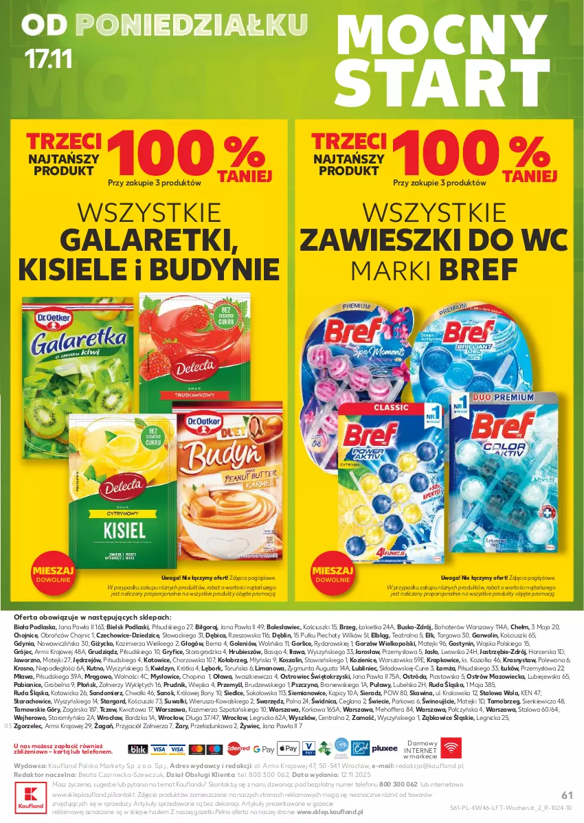 Gazetka promocyjna Kaufland - Gazetka tygodnia - ważna 13.11 do 19.11.2025 - strona 61 - produkty: BIC, Bref, Dres, Gala, Galaretki, Gry, Kisiel, Kosz, LANA, Piast, Piec, Podlaski, Por, Sok, Szal, Telefon, Waga, Wino, Zawieszki