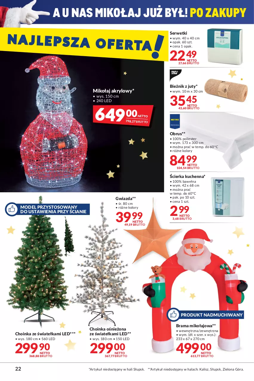 Gazetka promocyjna Makro - [Oferta promocyjna] Artykuły spożywcze i przemysłowe - ważna 14.12 do 26.12.2021 - strona 22 - produkty: Bieżnik, Choinka, Gwiazda, Inka, Obrus, Rama, Ser, Serwetki, Wełna