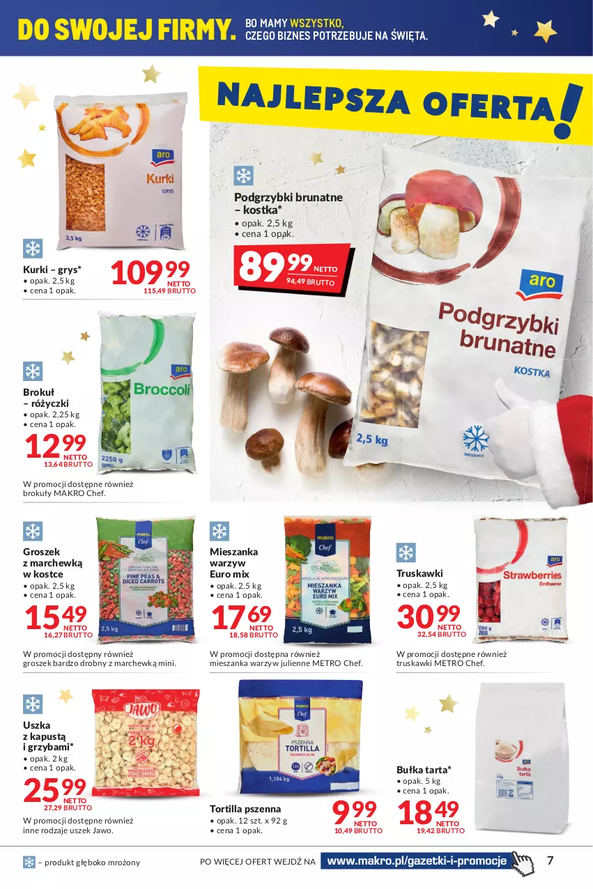 Gazetka promocyjna Makro - [Oferta promocyjna] Artykuły spożywcze i przemysłowe - ważna 14.12 do 26.12.2021 - strona 7 - produkty: Brokuły, Bułka, Bułka tarta, Groszek, Gry, Kapustą, Metro, Metro Chef, Mieszanka warzyw, Podgrzybki, Tarta, Tortilla, Truskawki