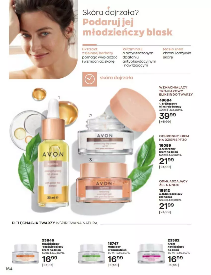 Gazetka promocyjna Avon - Katalog Avon 6/2022 kampania czerwiec - ważna 01.06 do 30.06.2022 - strona 164 - produkty: Eliksir do twarzy, Fa, Krem na dzień, Masło, Ochronny krem