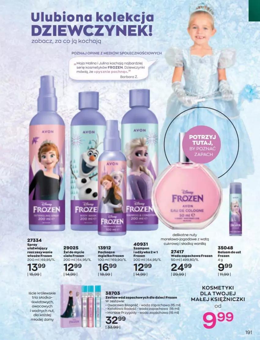 Gazetka promocyjna Avon - Katalog Avon 6/2022 kampania czerwiec - ważna 01.06 do 30.06.2022 - strona 191 - produkty: Balsam do ust, Frozen, Koc, Królewski, Nuty, Odżywka, Ser, Szampon, Woda