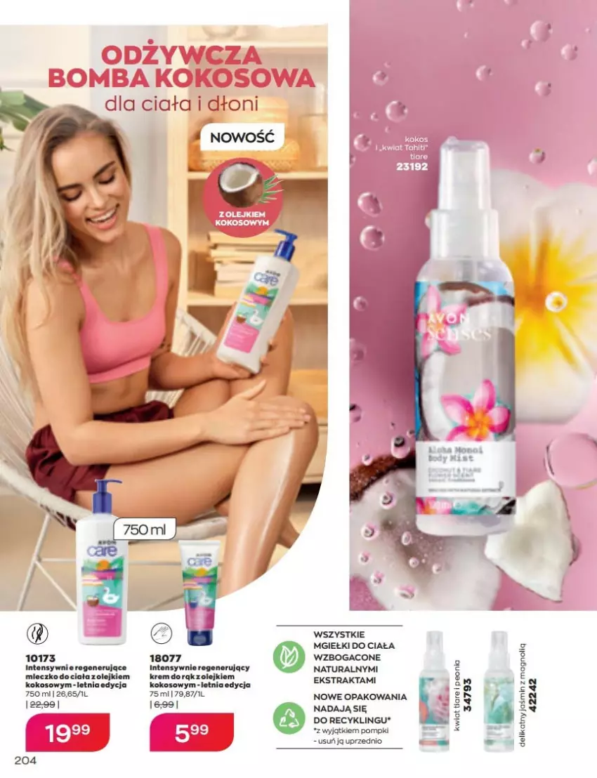 Gazetka promocyjna Avon - Katalog Avon 6/2022 kampania czerwiec - ważna 01.06 do 30.06.2022 - strona 204 - produkty: Kokos, Krem do rąk, Mleczko, Olej