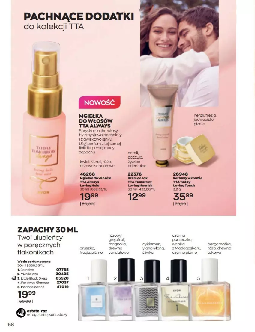 Gazetka promocyjna Avon - Katalog Avon 6/2022 kampania czerwiec - ważna 01.06 do 30.06.2022 - strona 58 - produkty: Always, Cyklamen, Dres, Fa, Grejpfrut, Lack, Lovi, Perfum, Por, Róża, Sandał, Zott