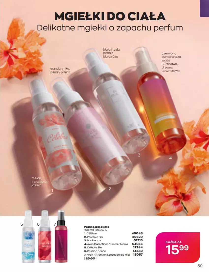 Gazetka promocyjna Avon - Katalog Avon 6/2022 kampania czerwiec - ważna 01.06 do 30.06.2022 - strona 59 - produkty: Kokos, Perfum, Pur, Róża, Woda