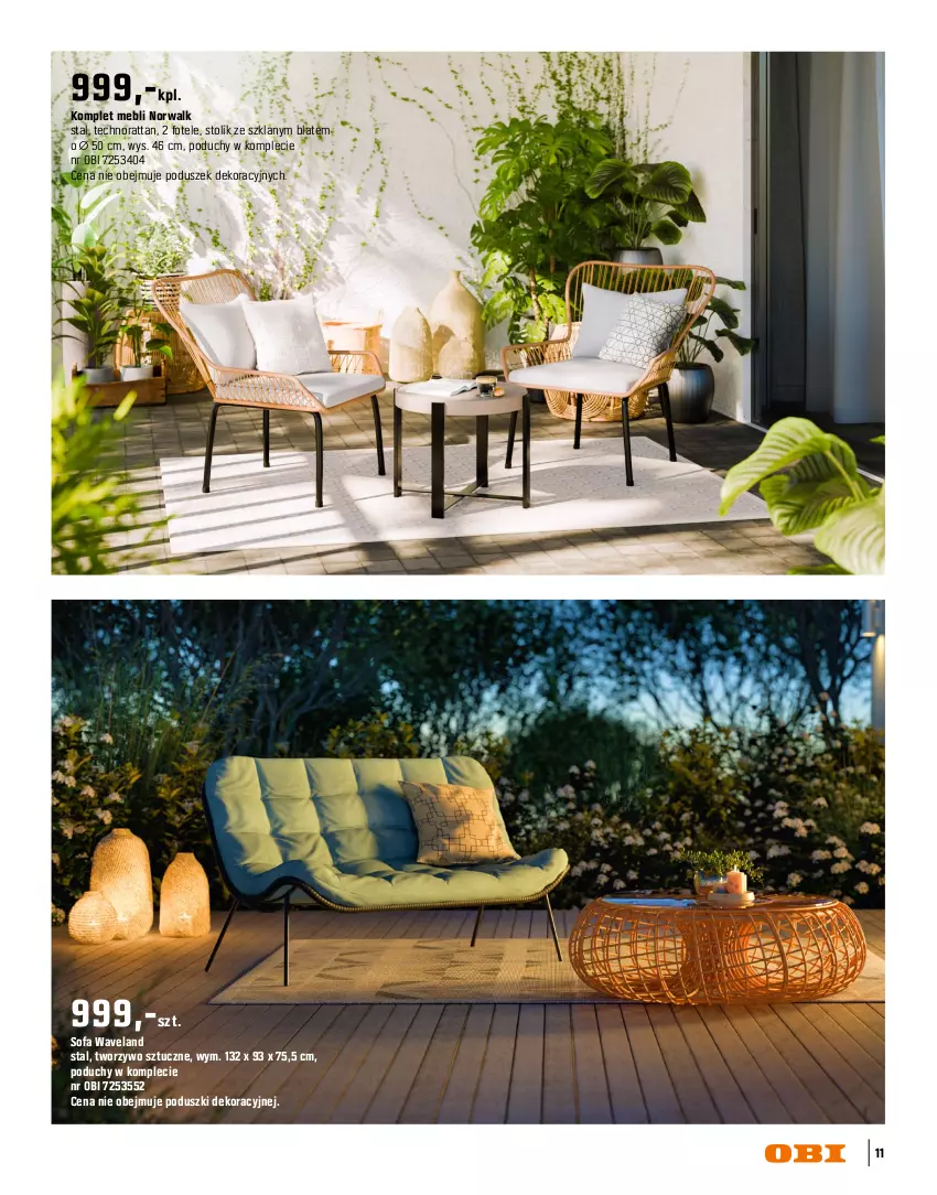 Gazetka promocyjna Obi - Gazetka OBI - ważna 16.03 do 31.08.2026 - strona 11 - produkty: Fa, Fotel, Krzesło, Meble, Siedzisko, Sofa, Stół, Stolik, Sznurek