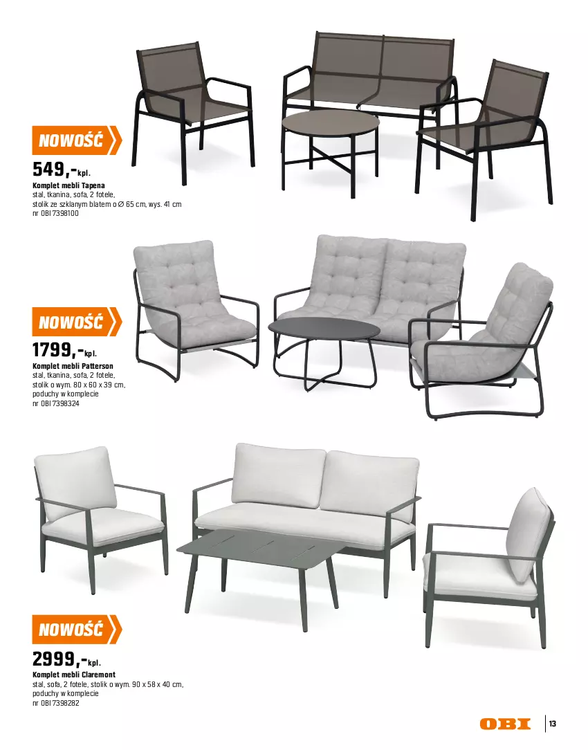 Gazetka promocyjna Obi - Gazetka OBI - ważna 16.03 do 31.08.2026 - strona 13 - produkty: Fa, Fotel, Intel, Meble, Siedzisko, Sofa, Stolik