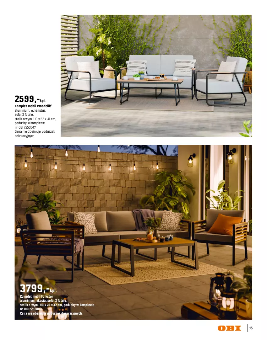 Gazetka promocyjna Obi - Gazetka OBI - ważna 16.03 do 31.08.2026 - strona 15 - produkty: Fa, Fotel, Meble, Pokrowiec, Sofa, Stolik