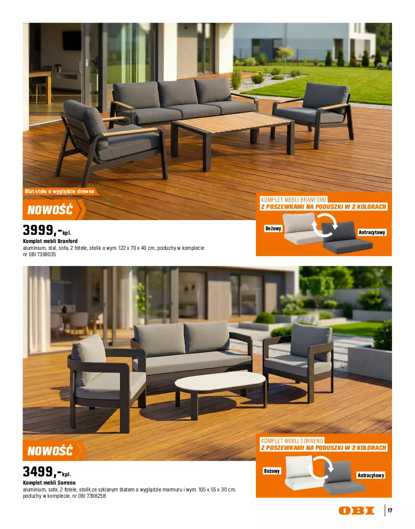 Gazetka promocyjna Obi - Gazetka OBI - ważna 16.03 do 31.08.2026 - strona 17 - produkty: Fa, Fotel, Intel, Jadalnia, Meble, Poszewka, Sofa, Sok, Stół, Stolik