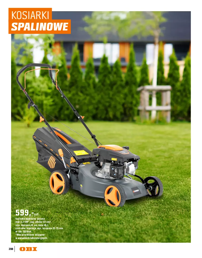 Gazetka promocyjna Obi - Gazetka OBI - ważna 16.03 do 31.08.2026 - strona 208 - produkty: Kosiarka, Kosiarka spalinowa z napędem, Kosz