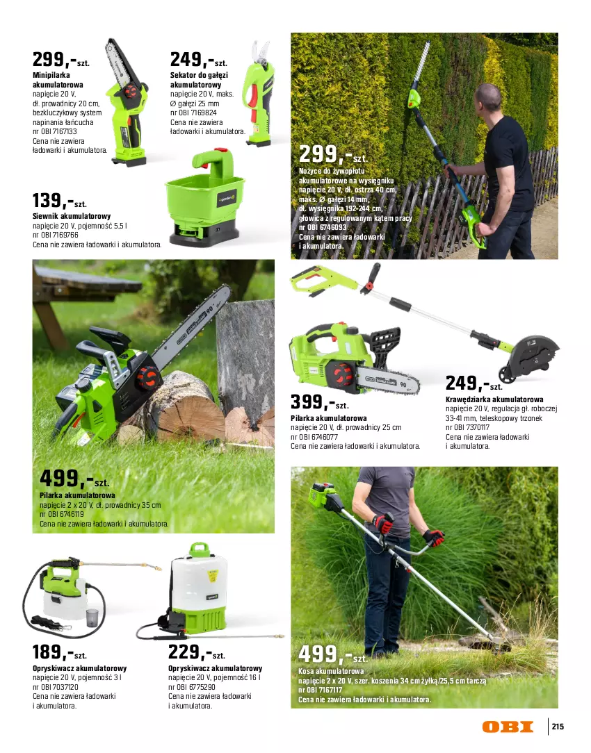 Gazetka promocyjna Obi - Gazetka OBI - ważna 16.03 do 31.08.2026 - strona 215 - produkty: Akumulator, Dmuchawa do liści, Kasza, Kosz, Noż, Nożyce, Odkurzacz, Odkurzacz do liści, Sekator, Teleskop, Warka