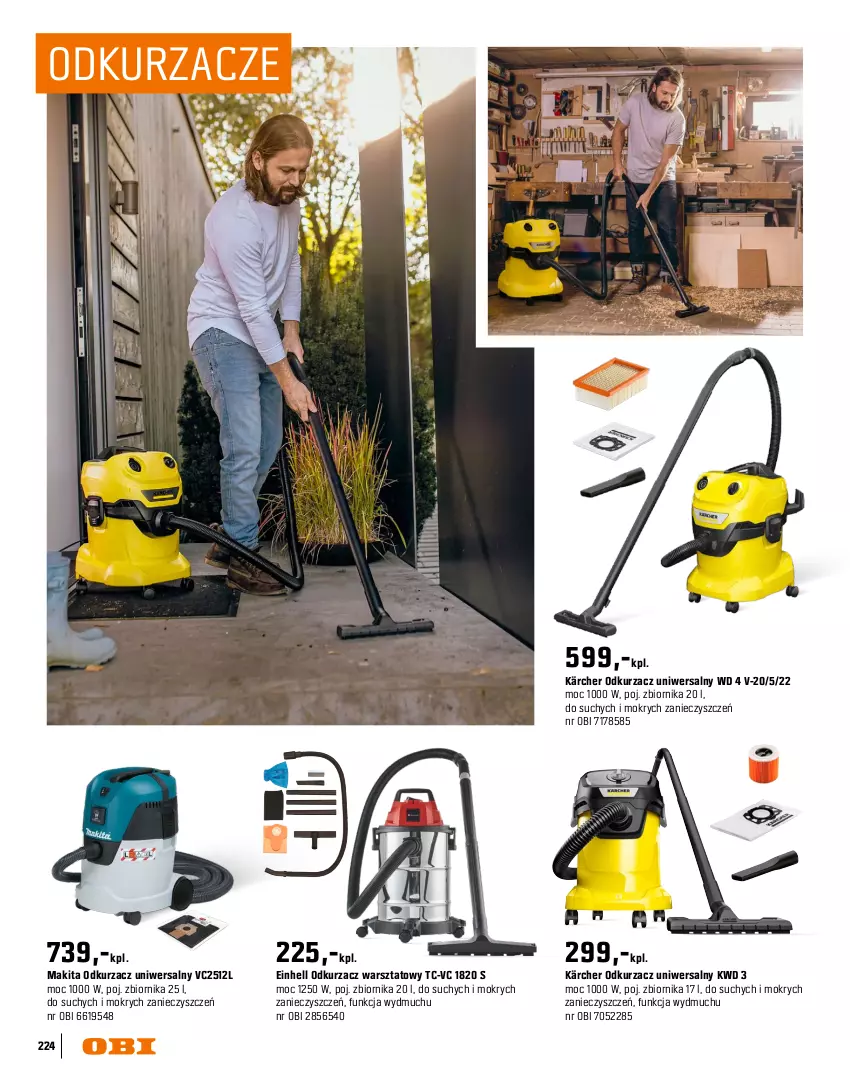 Gazetka promocyjna Obi - Gazetka OBI - ważna 16.03 do 31.08.2026 - strona 224 - produkty: Bosch, Einhell, Kärcher, Makita, Odkurzacz, Odkurzacz przemysłowy, Odkurzacz warsztatowy, Odkurzacze