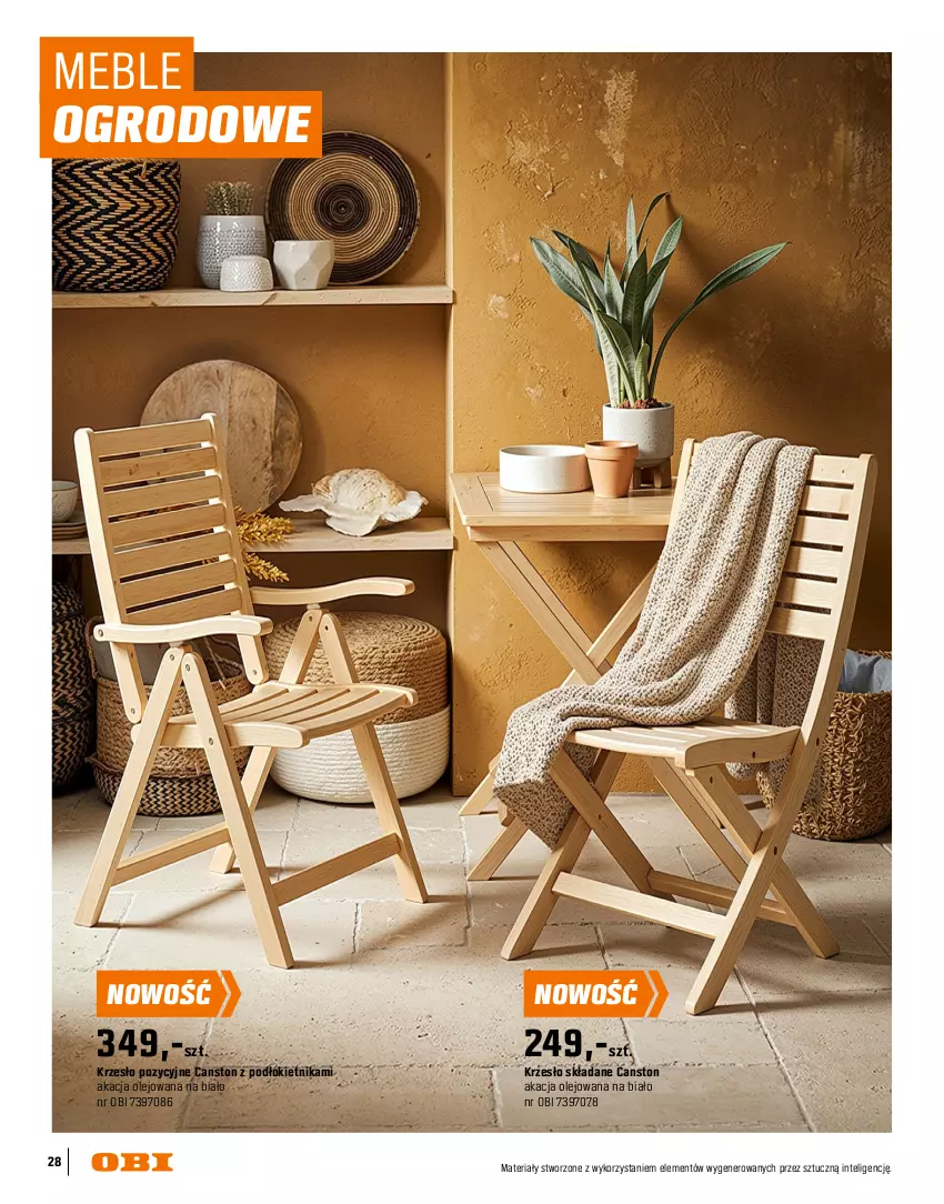 Gazetka promocyjna Obi - Gazetka OBI - ważna 16.03 do 31.08.2026 - strona 28 - produkty: Intel, Krzesło, Krzesło składane, Meble, Olej, Stół