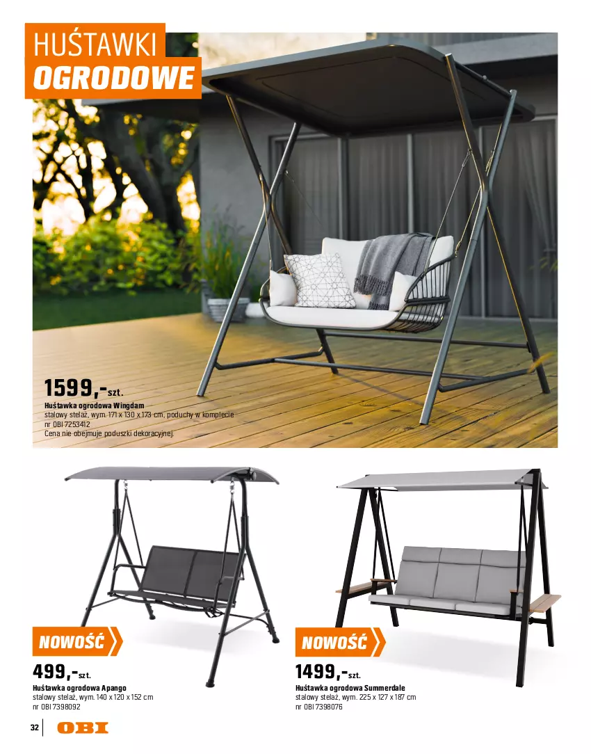 Gazetka promocyjna Obi - Gazetka OBI - ważna 16.03 do 31.08.2026 - strona 32 - produkty: Fotel, Huśtawka