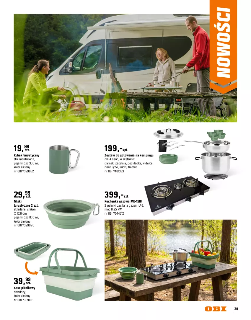 Gazetka promocyjna Obi - Gazetka OBI - ważna 16.03 do 31.08.2026 - strona 39 - produkty: Fotel, Fotel kempingowy, Garnek, Intel, Kosz, Krzesło, Kubek, LANA, Materac, Namiot, Noż, Organizer, Patelnia, Podkład, Podkładka, Silan, Talerz, Tera