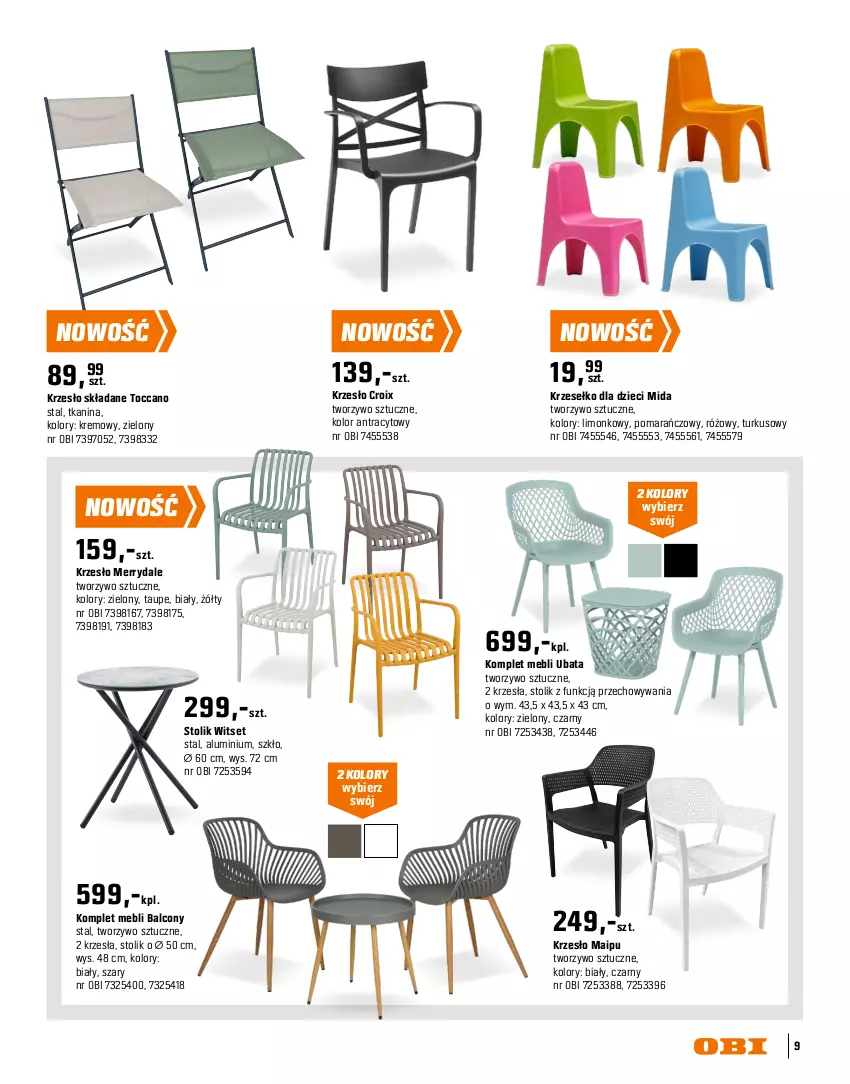 Gazetka promocyjna Obi - Gazetka OBI - ważna 16.03 do 31.08.2026 - strona 9 - produkty: Alcon, Dzieci, Fotel, Intel, Krzesło, Krzesło składane, Meble, Siedzisko, Stolik