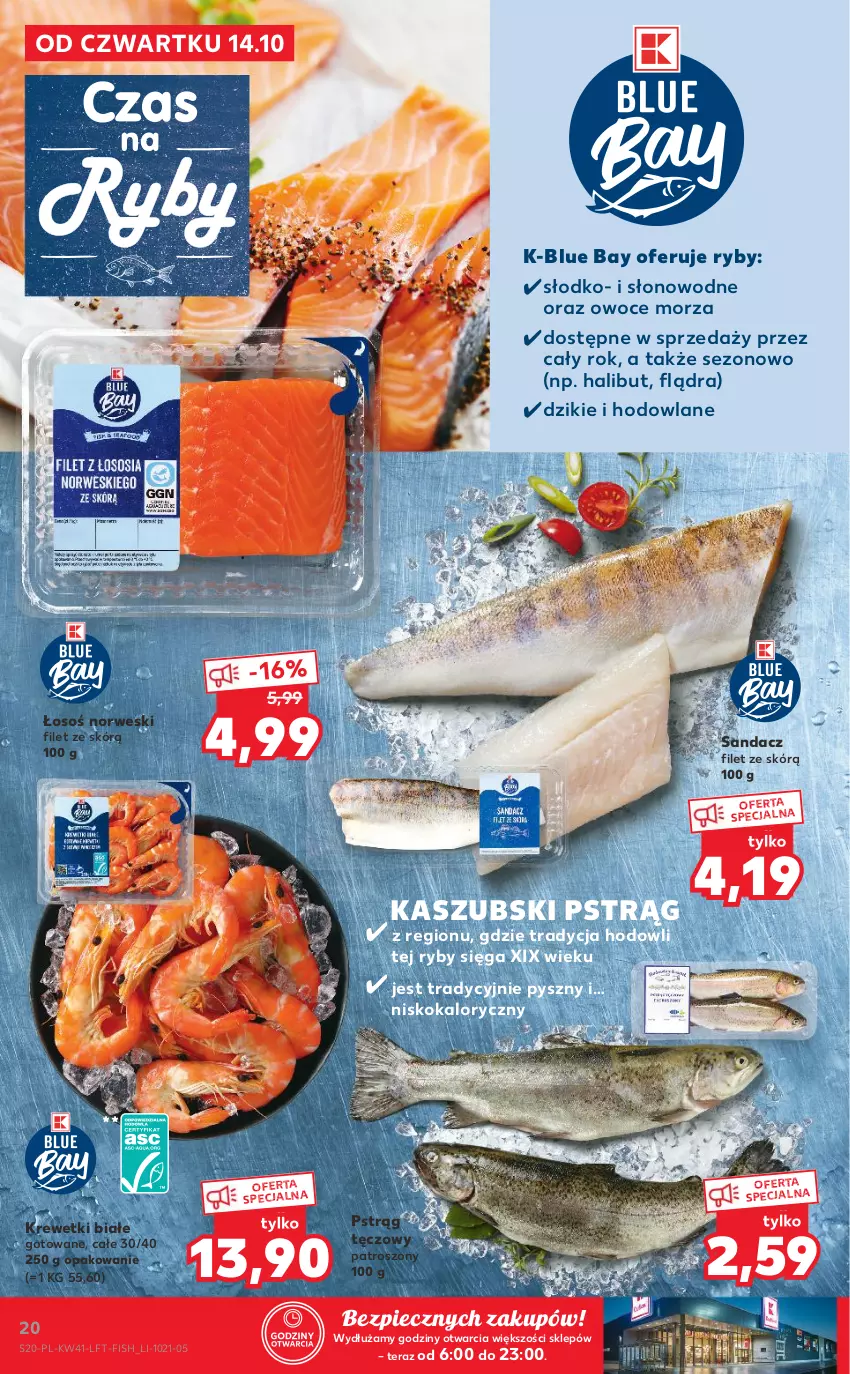 Gazetka promocyjna Kaufland - OFERTA TYGODNIA - ważna 14.10 do 20.10.2021 - strona 20 - produkty: Halibut, Krewetki, Owoce, Owoce morza, Piec, Pstrąg, Pstrąg tęczowy, Sandacz, Sandacz filet, Tera