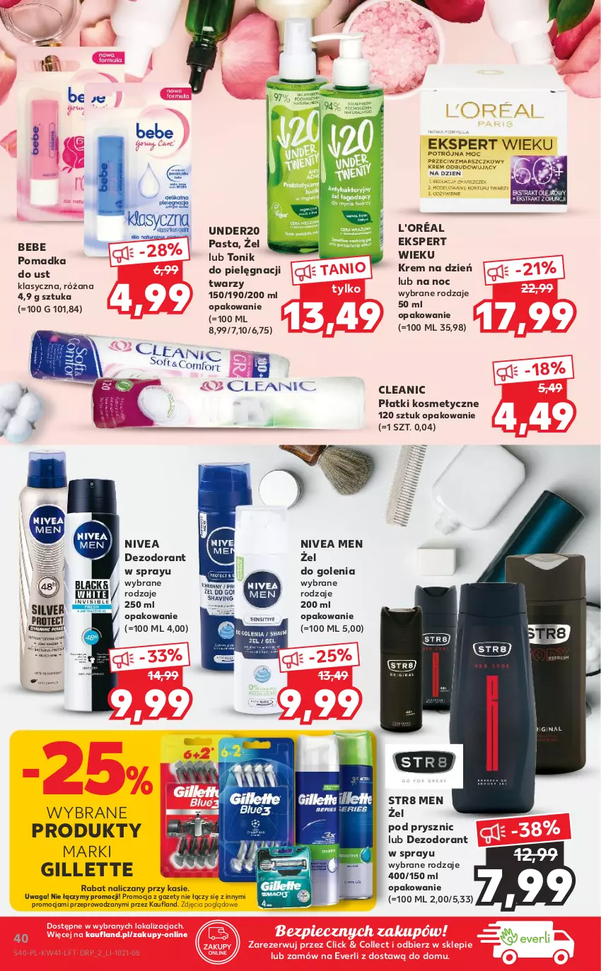 Gazetka promocyjna Kaufland - OFERTA TYGODNIA - ważna 14.10 do 20.10.2021 - strona 40 - produkty: Cleanic, Dezodorant, Gillette, Krem na dzień, Nivea, Nivea Men, Piec, Płatki kosmetyczne, Róża, Str8, Tonik, Waga