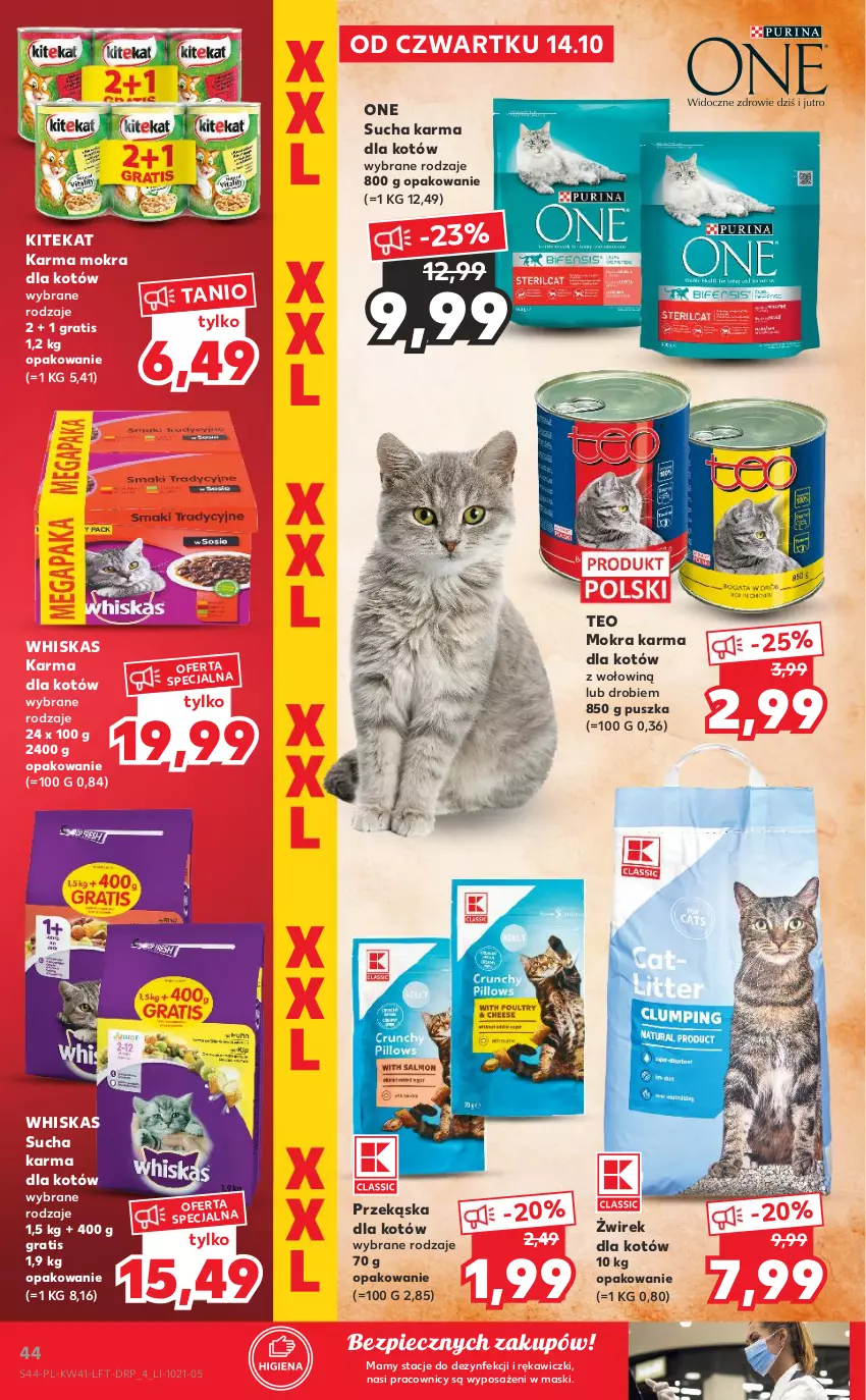 Gazetka promocyjna Kaufland - OFERTA TYGODNIA - ważna 14.10 do 20.10.2021 - strona 44 - produkty: Gra, Karma mokra dla kotów, KiteKat, Mokra karma, Piec, Przekąska dla kotów, Sucha karma, Whiskas