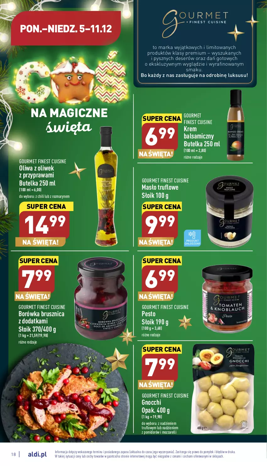 Gazetka promocyjna Aldi - Pełny katalog - ważna 05.12 do 11.12.2022 - strona 18 - produkty: Borówka, Borówka brusznica, Deser, Gnocchi, Masło, Oliwa, Oliwa z oliwek, Pesto, Ser