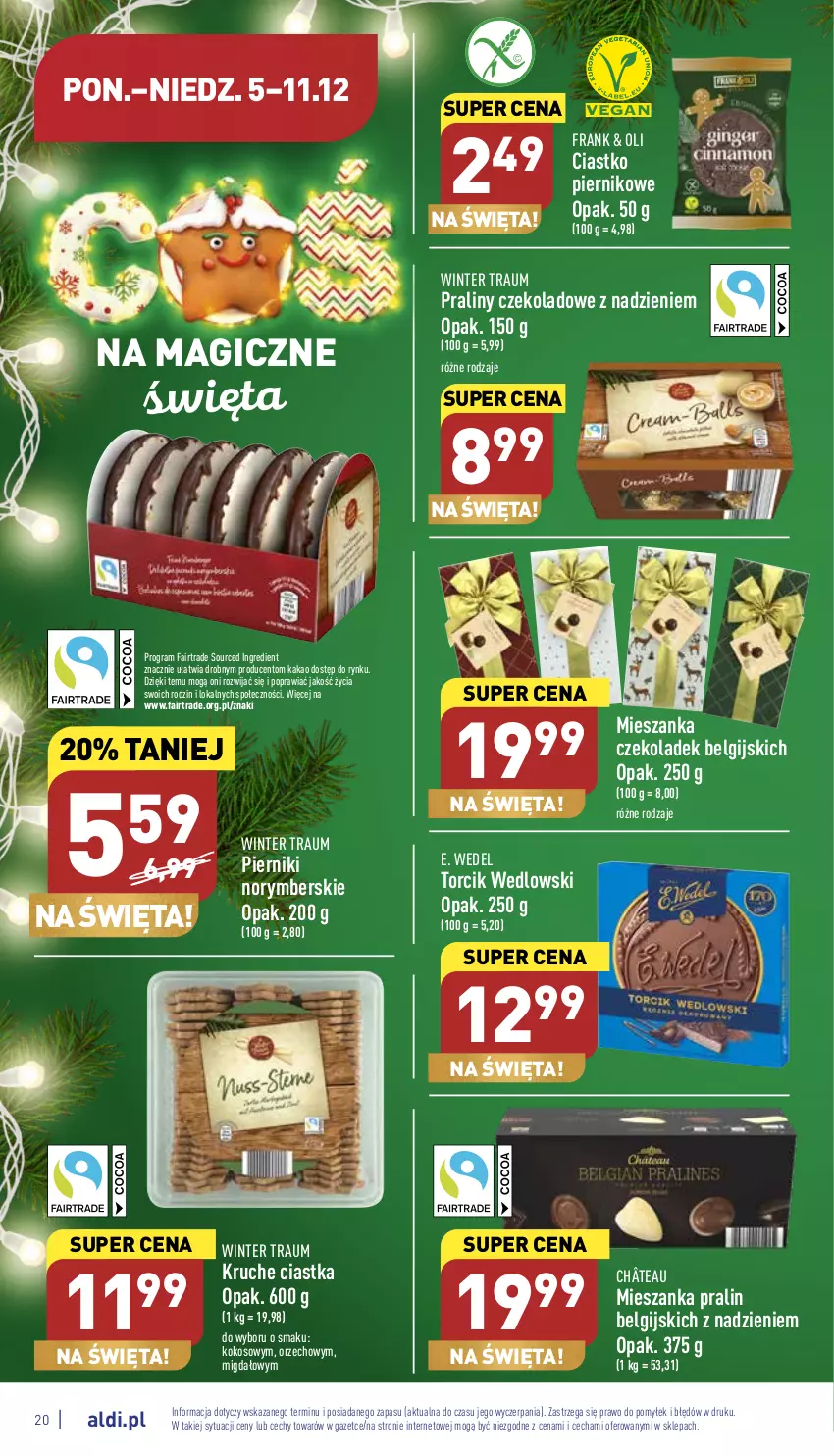 Gazetka promocyjna Aldi - Pełny katalog - ważna 05.12 do 11.12.2022 - strona 20 - produkty: Ciastka, E. Wedel, Fa, Gra, Kakao, Kokos, LG, Piernik, Praliny