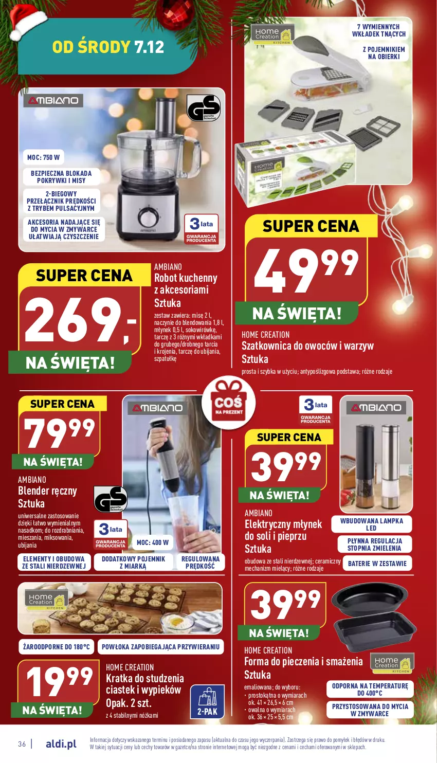 Gazetka promocyjna Aldi - Pełny katalog - ważna 05.12 do 11.12.2022 - strona 36 - produkty: Blender, Blender ręczny, Forma do pieczenia, Młynek, Piec, Pieprz, Pojemnik, Por, Robot, Sok, Stek, Szatkownica, Top