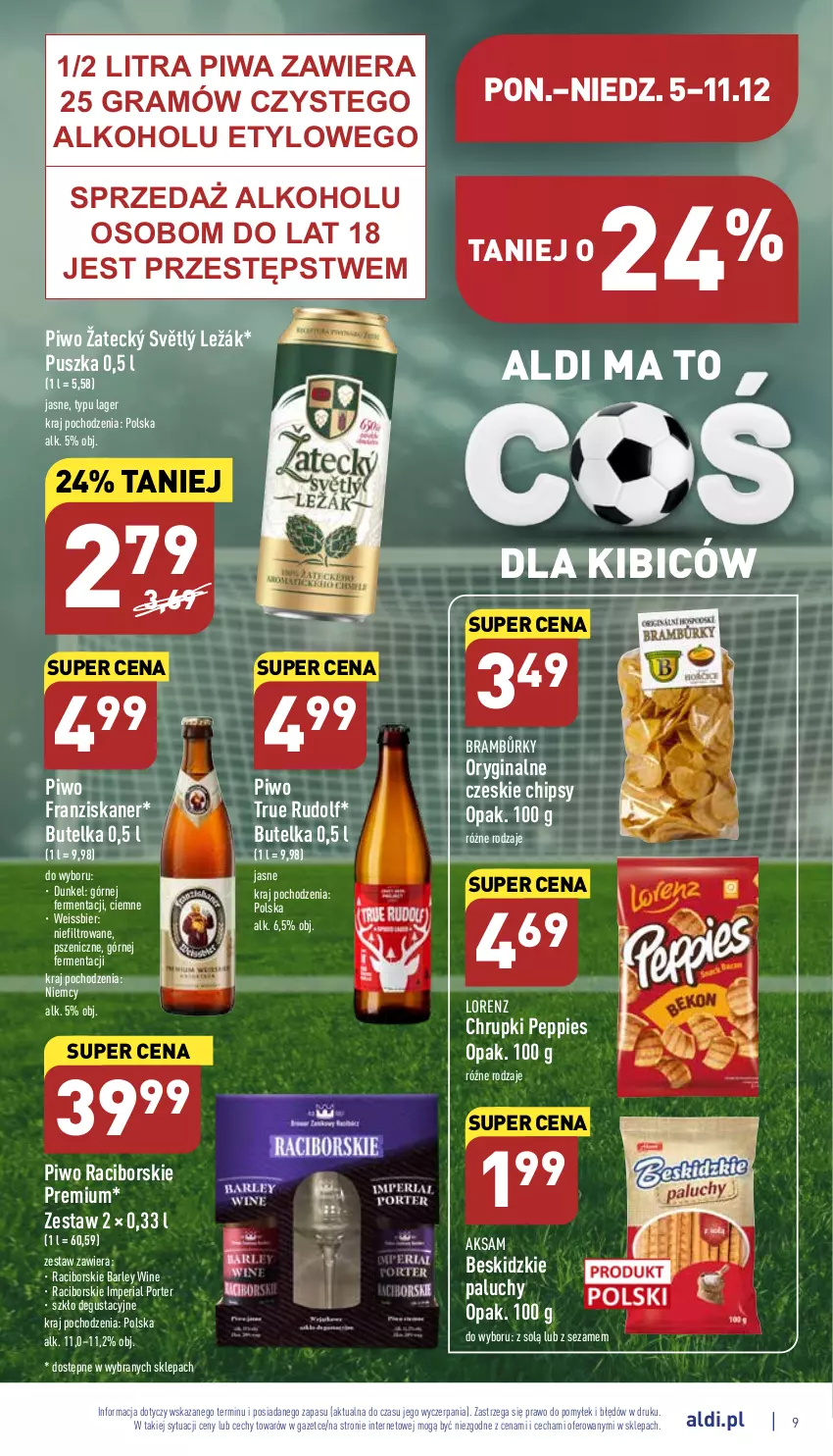 Gazetka promocyjna Aldi - Pełny katalog - ważna 05.12 do 11.12.2022 - strona 9 - produkty: Aksam, Beskidzki, BIC, Chipsy, Chrupki, Gin, Gra, Lorenz, Piwa, Piwo, Por, Sezam, Skaner