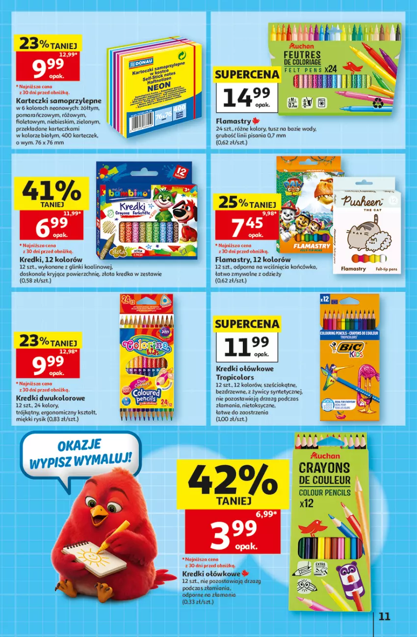 Gazetka promocyjna Auchan - 30 Lat Hipermarket - ważna 03.09 do 09.09.2026 - strona 11 - produkty: Flamastry, Karteczki samoprzylepne, Kredka, Mop, Por, Tusz