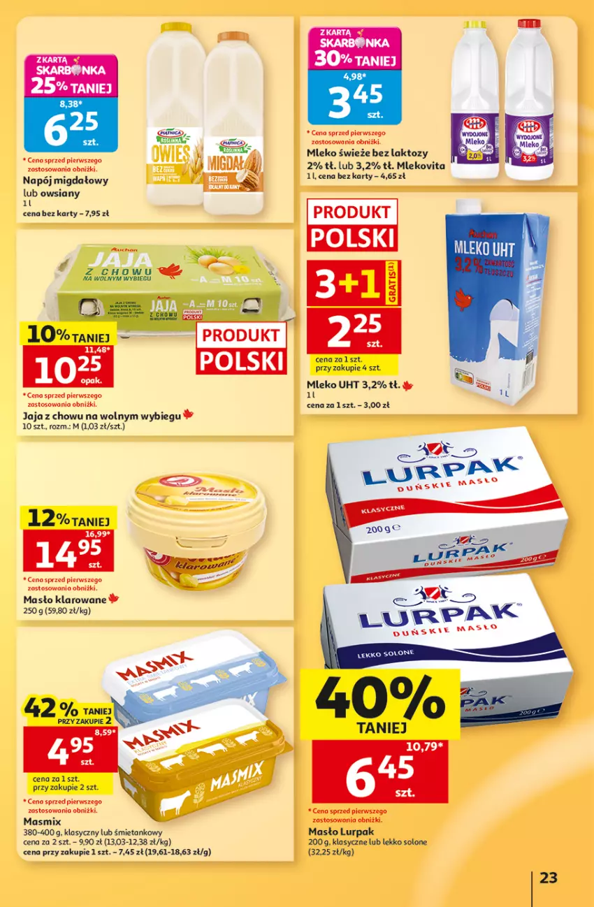 Gazetka promocyjna Auchan - 30 Lat Hipermarket - ważna 03.09 do 09.09.2026 - strona 23 - produkty: Fa, Jaja, Lurpak, Masło, Masło klarowane, Mleko, Mlekovita, Napój