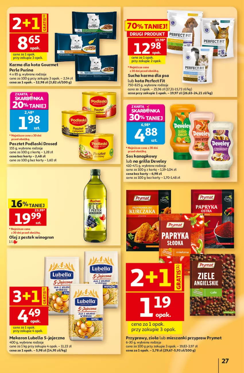 Gazetka promocyjna Auchan - 30 Lat Hipermarket - ważna 03.09 do 09.09.2026 - strona 27 - produkty: Bell, Bella, Gra, Grill, Lubella, Makaron, Olej, Papryka, Pasztet, Podlaski, Prymat, Przyprawy, Pur, Purina, Sos, Stek, Sucha karma, Wino