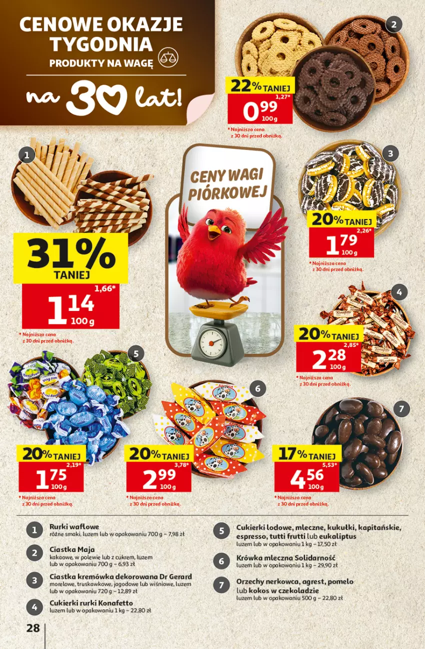 Gazetka promocyjna Auchan - 30 Lat Hipermarket - ważna 03.09 do 09.09.2026 - strona 28 - produkty: Ciastka, Cukier, Cukierki, Dr Gerard, Gres, Kakao, Kokos, Kremówka, Pomelo, Rurki