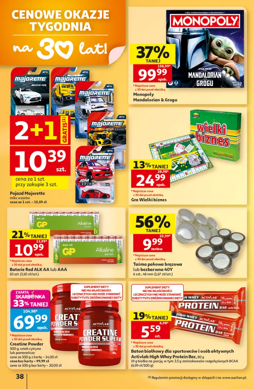 Gazetka promocyjna Auchan - 30 Lat Hipermarket - ważna 03.09 do 09.09.2026 - strona 38 - produkty: Baton, Gra, Monopoly, Pojazd, Por, Sport, Taśma pakowa