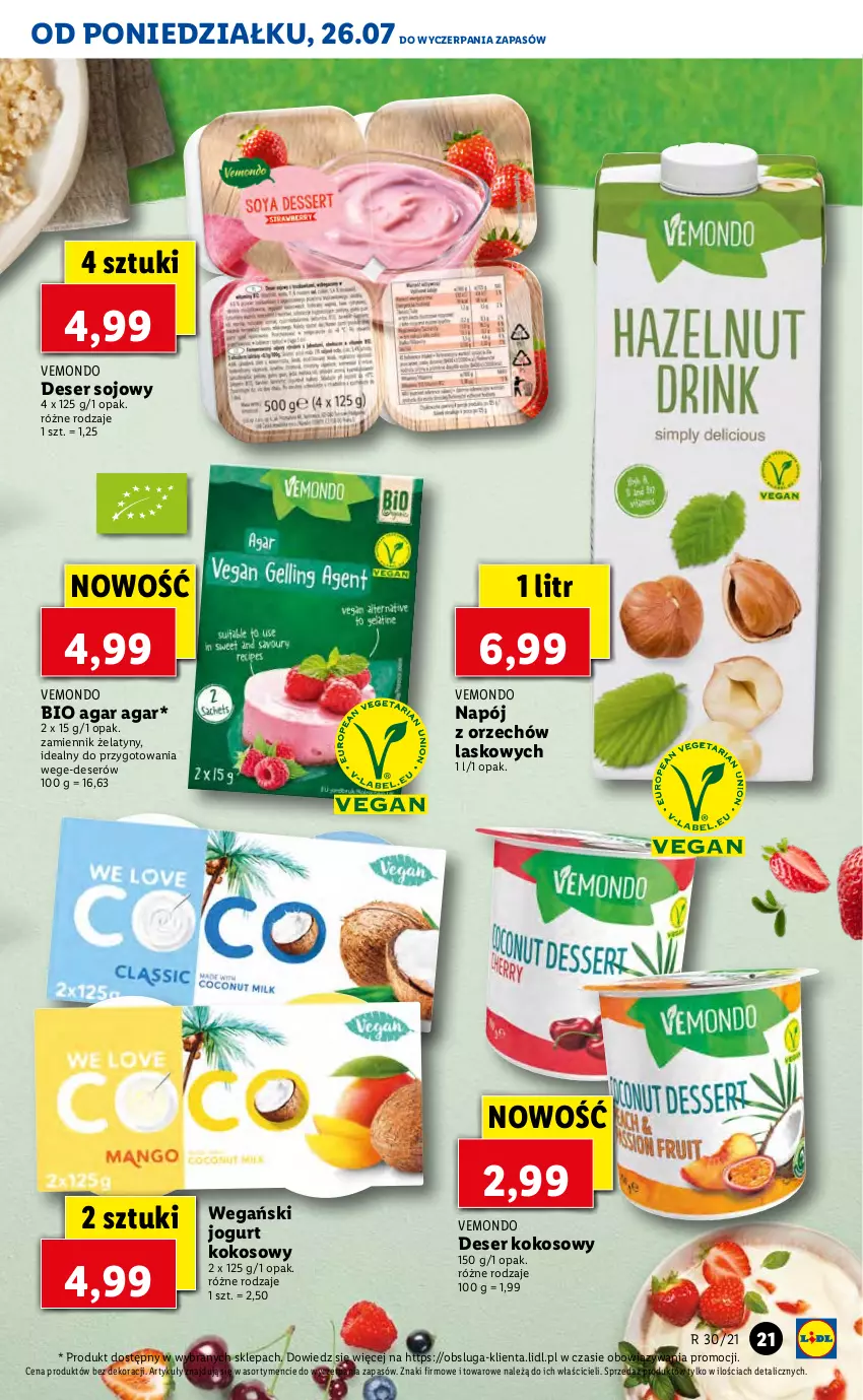 Gazetka promocyjna Lidl - GAZETKA - ważna 26.07 do 28.07.2021 - strona 21 - produkty: Deser, Jogurt, Kokos, Napój, Ser