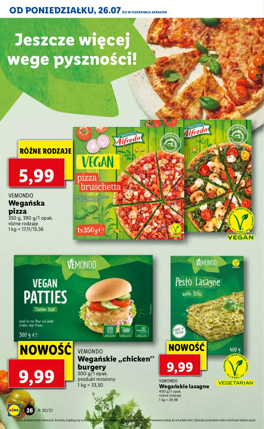 Gazetka promocyjna Lidl - GAZETKA - ważna 26.07 do 28.07.2021 - strona 26 - produkty: Burger, Lasagne, Pizza