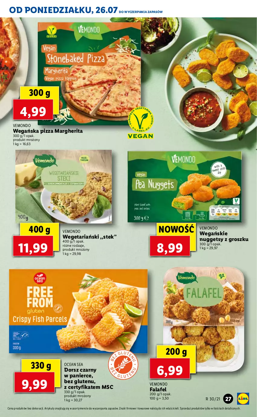 Gazetka promocyjna Lidl - GAZETKA - ważna 26.07 do 28.07.2021 - strona 27 - produkty: Dorsz, Fa, Pizza, Pizza margherita, Stek